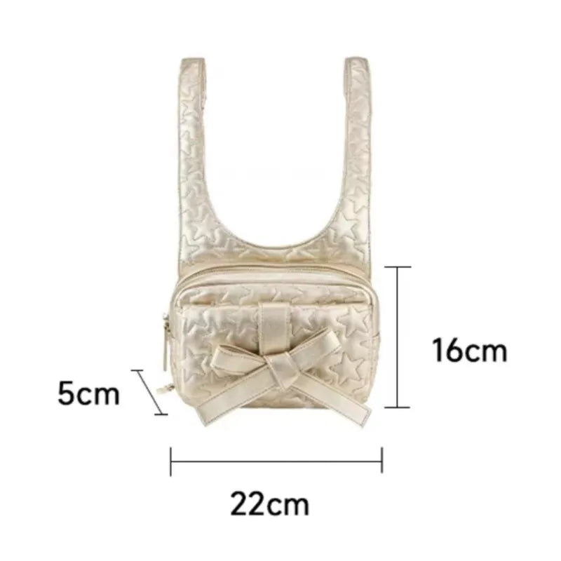 Silver Y2k Backpacks Women Fairy Core Bow Star Chic Mini Backpack Schoolbag Girls 2025 New Mochila Aesthetic