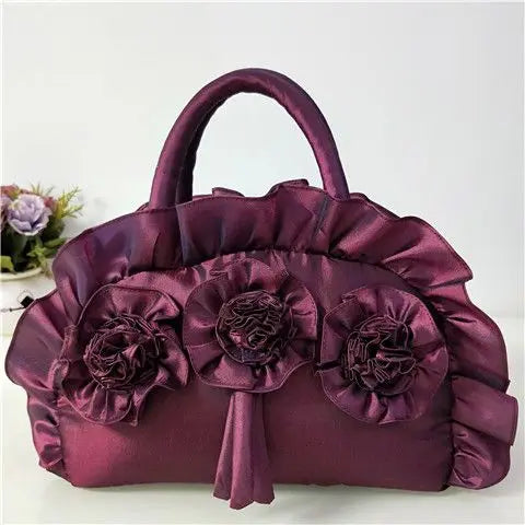 Gothic Purple Y2k Hand Bag Women New Dark Lolita Soft Chic Handle Purse Female Vintage Flower Cute Mini Bag Bolso Mujer - EUFASHIONBAGS