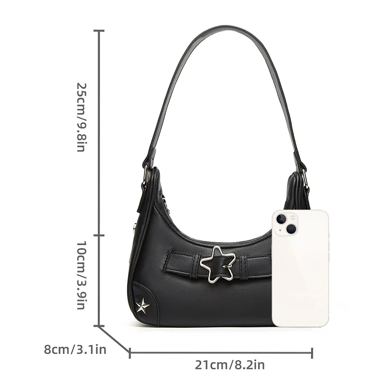 New Women's Shoulder Bag Star Decoration Designer Luxury Tote Bags Fashion Spicy Girls Style Half Moon Handbags for Women