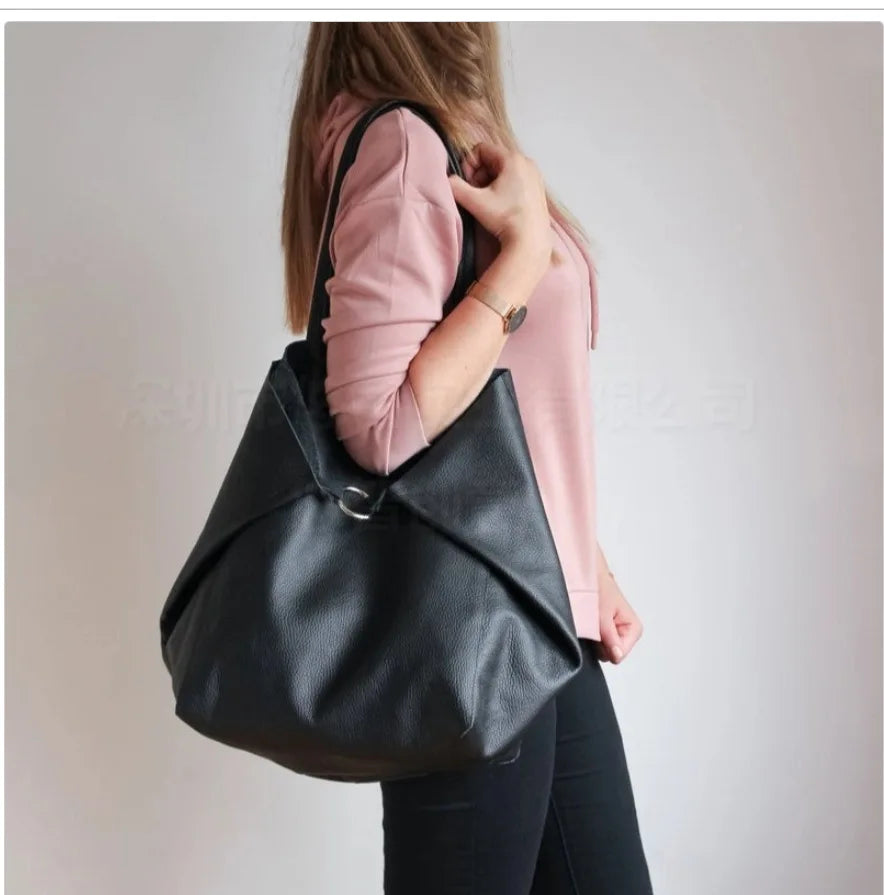 Luxury Soft Pu Leather Hand Bags Big Tote Retro Lady Shopper Purses Casual Over Large Women Shoulder Bags Designer Handbags - EUFASHIONBAGS