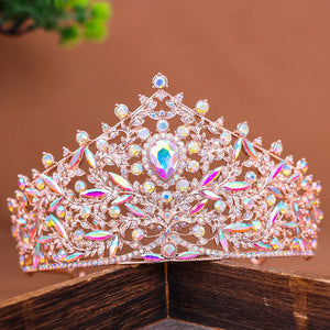 New Baroque Rhinestone AB Color Crystal High Tiaras Crown Wedding Hair Jewelry Pageant Tiaras Queen Diadem Prom Head Accessories