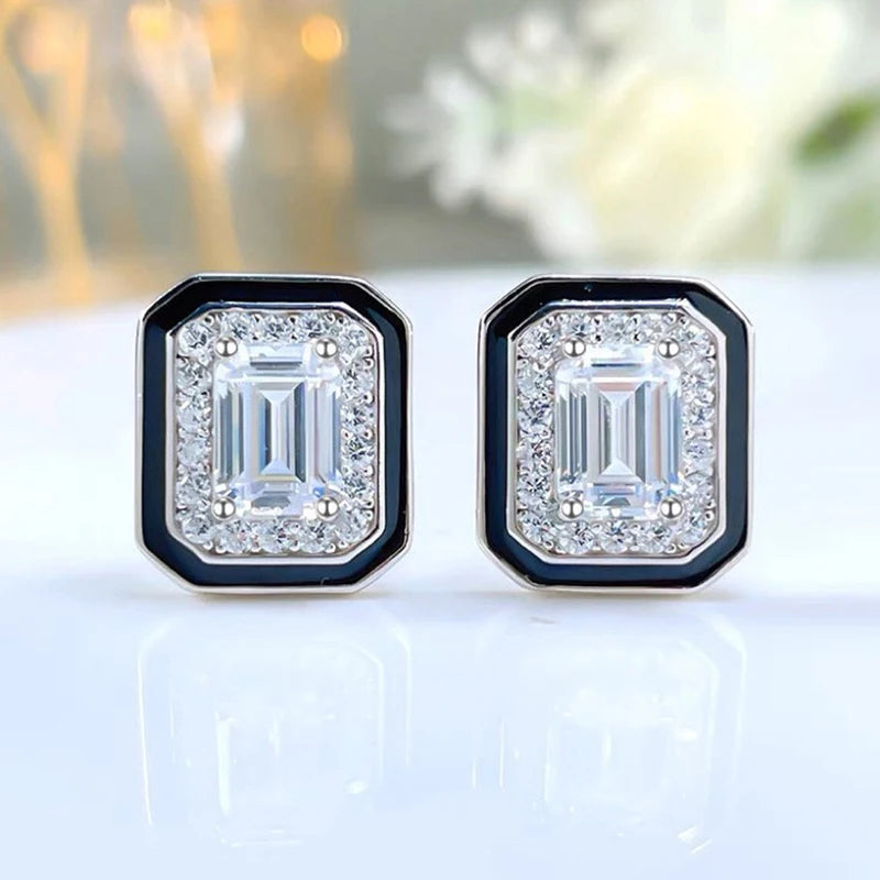 Fashion Female Daily Stud Earrings Geometric Zirconia Crystal Stone Jewelry for Women Modern Style Accessories