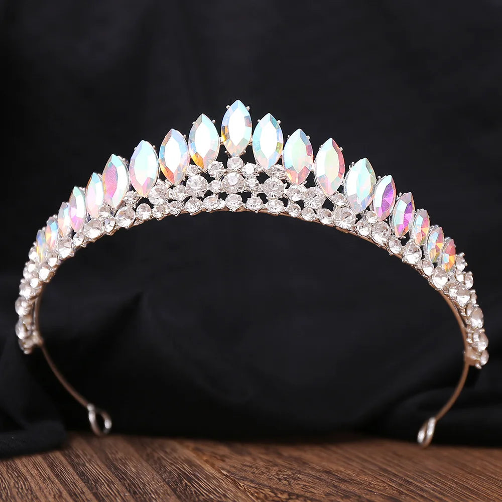 Luxury Rhinestone Bridal Tiaras Crown Baroque AB Color Crystal Diadem For Bride Headbands Wedding Hair Jewelry Dress Accessories - EUFASHIONBAGS