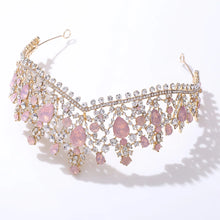 Cargar imagen en el visor de la galería, Luxury Forest Pink Blue Opal Crystal Bridal Tiaras Royal Queen Crown Rhinestone Pageant Diadem Wedding Hair Costume Accessories