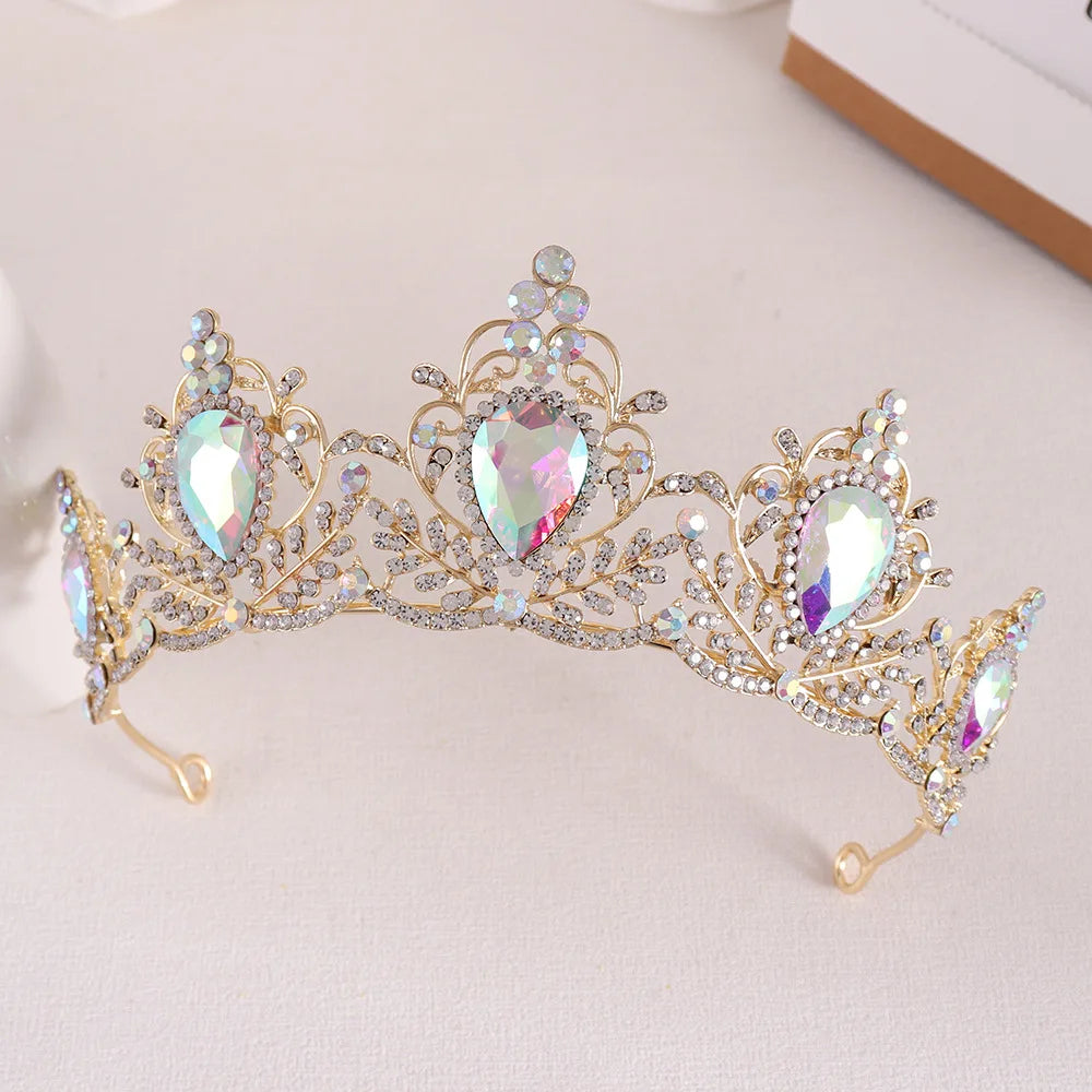 Purple Crystal Bride Wedding Crown Baroque Headdress Bridal Tiaras Crowns Women Headwear Party Wedding Hair Jewelry Accessories - EUFASHIONBAGS