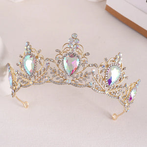 Purple Crystal Bride Wedding Crown Baroque Headdress Bridal Tiaras Crowns Women Headwear Party Wedding Hair Jewelry Accessories