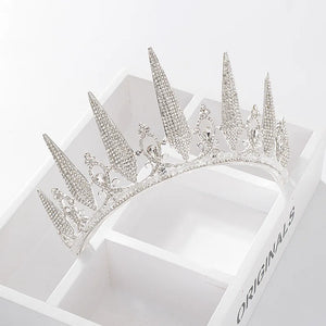 Baroque Luxury Sparkling Geometric Crystal Bridal Tiaras Crown Rhinestone Pageant Diadem Bride Headband Wedding Hair Accessories