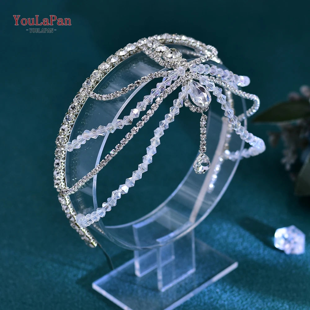 Shiny Cristal Rhinestone Chain Bride Headband Women Headwear Ornaments for Braids Banquet Event Tiara HP665 - EUFASHIONBAGS