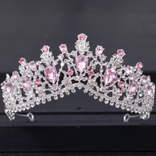 Cargar imagen en el visor de la galería, Pink Crystal Tiaras And Crowns For Women Bride Pink Rhinestone Prom Diadem Crown Tiara Bridal Wedding Hair Accessories Jewelry