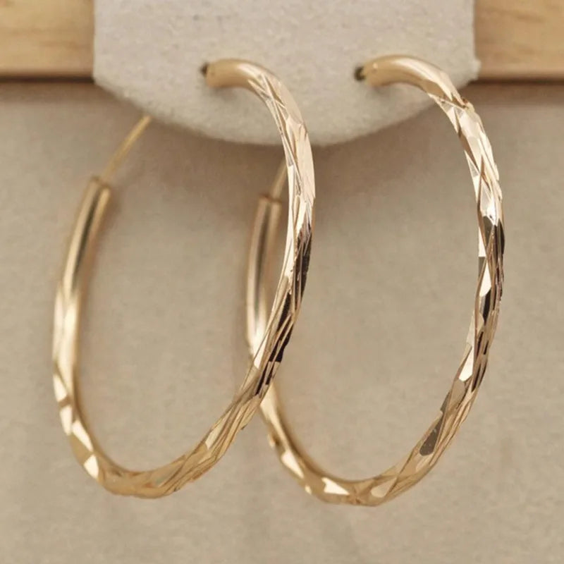 Eternity Women's Hoop Earrings Metal Silver Color/Gold Color Exquisite Texture Circle Earrings Versatile Classic Jewelry