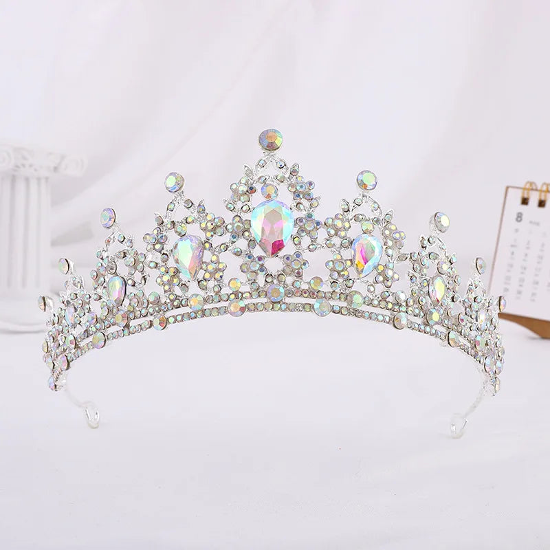 Trendy Crystal Rhinestone Tiaras Crown Wedding Hair Jewelry More Color Bridal Queen Princess Pageant Diadem Women Head Accessory - EUFASHIONBAGS