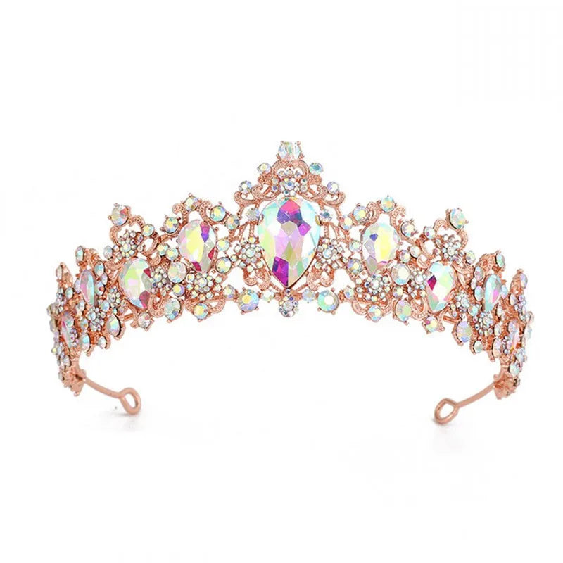 Baroque Luxury Purple Crystal Heart Bridal Tiaras Crown Rhinestone Pageant Diadema Collares Headpieces Wedding Hair Accessories