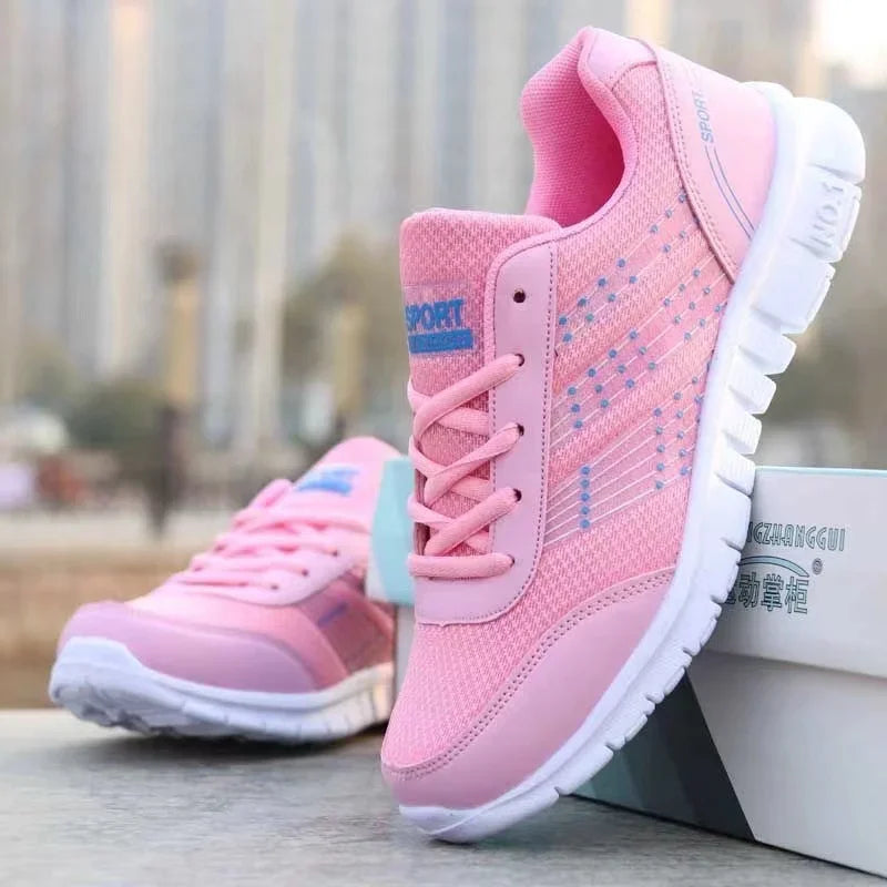 Spring and Autumn Ladies Daily Women's Shoes Casual Sports Korean Fashion Breathable Flat Bottom Running Light Travel Sneakers - EUFASHIONBAGS