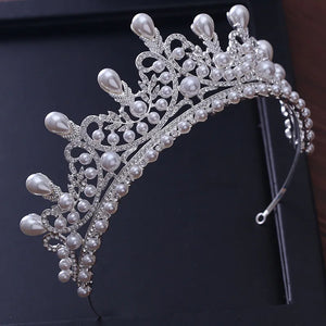 Tiaras And Crowns Luxury CZ Pearl Princess Pageant Engagement Wedding Hair Accessories For Bridal Jewelry Shine Crystal Crown