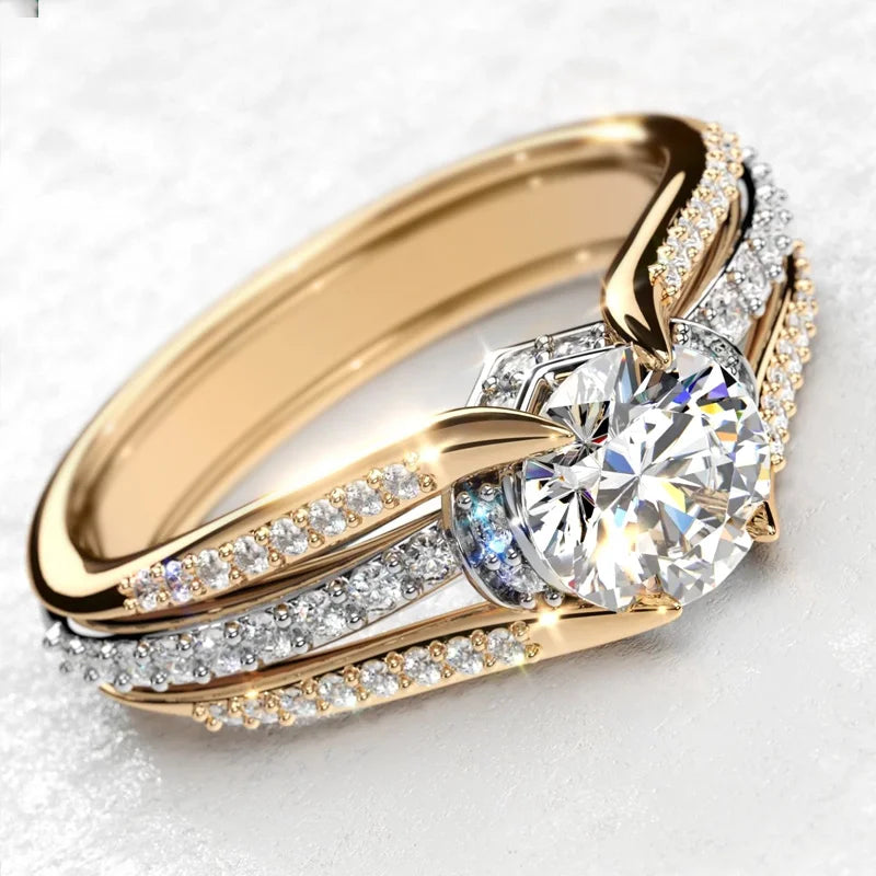 Female Wedding Band Gorgeous Proposal Ring with Bright Cubic Zirconia Gorgeous Fashion Women Engagement Jewelry - EUFASHIONBAGS