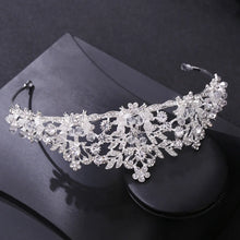 Cargar imagen en el visor de la galería, Baroque Luxury Handmade Crystal Beads Flowers Bridal Tiaras Crown Rhinestone Pageant Diadem cz Headband Wedding Hair Accessories