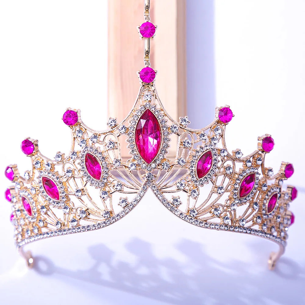 Baroque Luxury Bling Purple Crystal Bridal Tiaras Witch Crowns Women Rhinestone Pageant Diadem Wedding Costume Hair Accessories