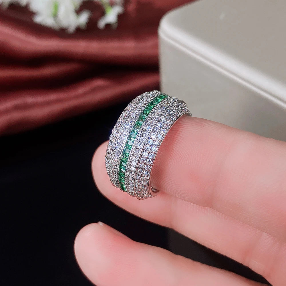 Gorgeous Promise Rings Women for Party Full Brilliant CZ Green Finger Accessories Anniversary Gift New Trendy Jewelry - EUFASHIONBAGS