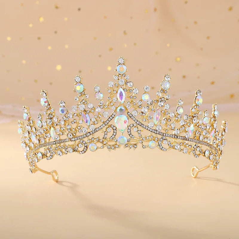 Baroque Princess Queen Opal Crystal Bridal Tiaras Crowns Luxury Elegant Headwear Diadem Wedding Hair Dress Jewelry Accessories - EUFASHIONBAGS