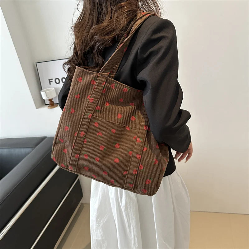 Fashion Luxury Design Handbags for Women Strawberry Shoulder Bags Casual Tote Bags Sweet Large Shopping Bag Women's Tote Bags