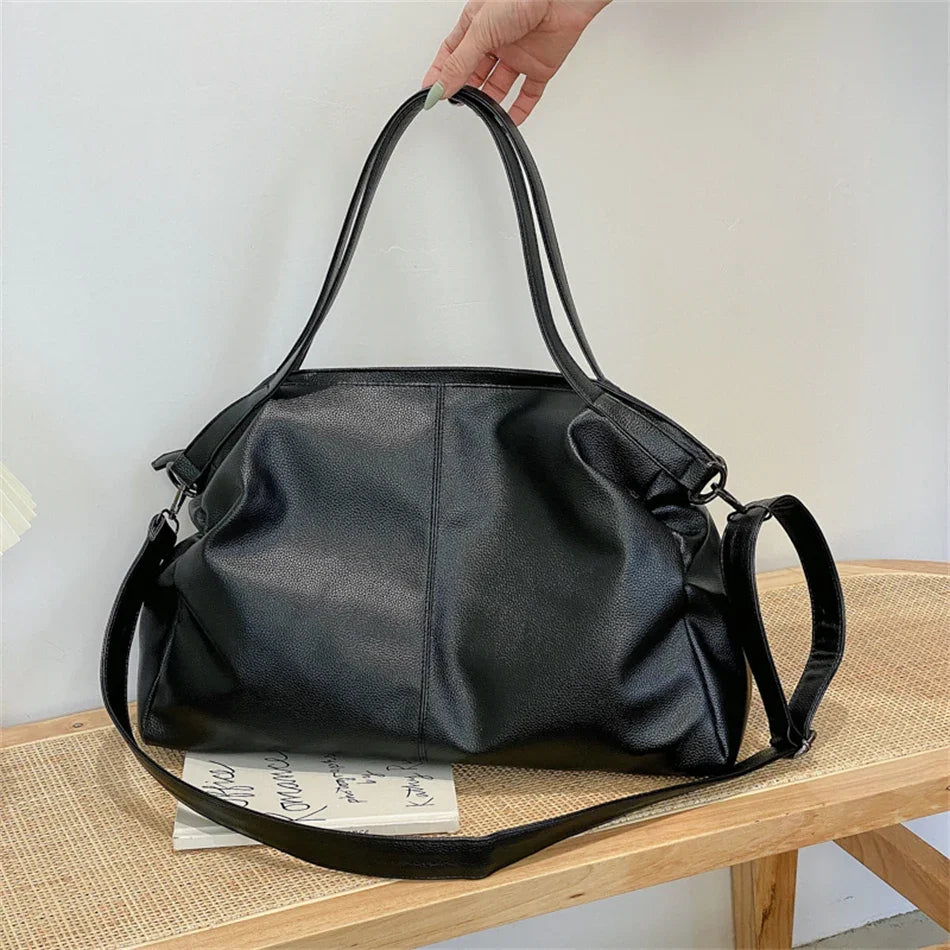 Large Black Shoulder crossbody Bags for Women 2024 Hobo Shopper Sac Solid Color Quality PU Leather Handbag Lady Travel Tote Bag