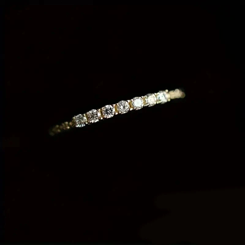 Versatile Thin Ring Female Daily Gold Color/Silver Color Bright Zirconia Finger Accessories Lady Engagement Band Jewelry