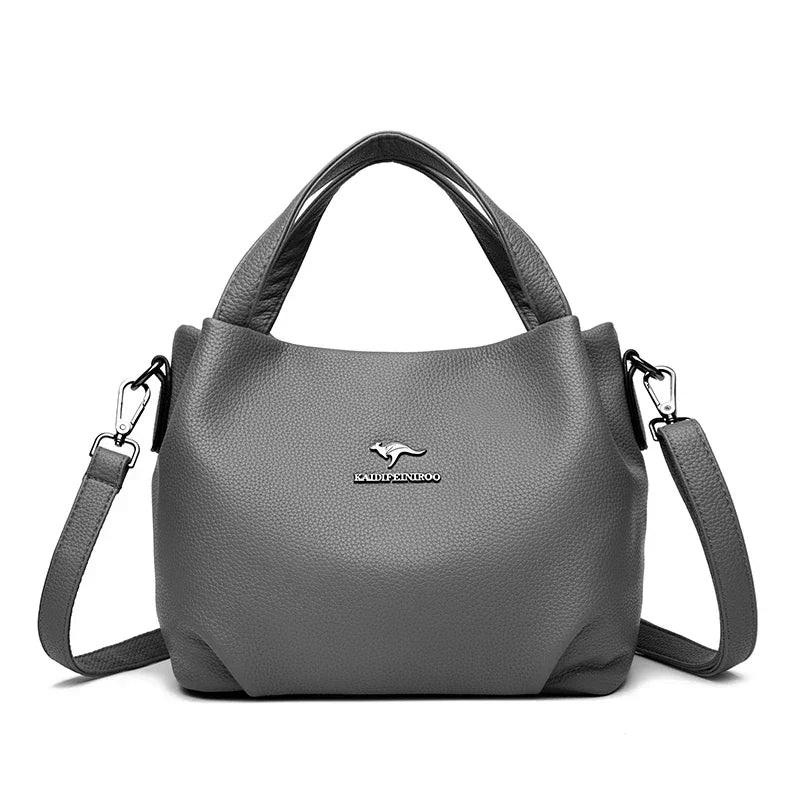 Women Soft Leather Top-Handle Bags Luxury Designer Handbag Solid Color Ladies Shoulder Crossbody Bag