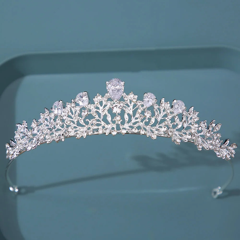 Diverse Silver Color Crystal Crowns Bridal Tiaras Fashion Queen Rhinestone Diadem CZ Headpiece Wedding Hair Jewelry Accessories - EUFASHIONBAGS