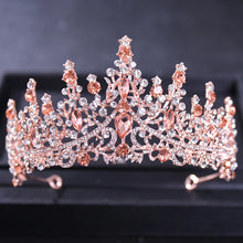 Load image into Gallery viewer, Rose Gold Color Crystal Tiaras And Crowns Rhinestone Prom Princess Diadem Wedding Bridal Hair Accessories Jewelry Crown Tiara