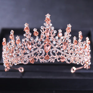 Rose Gold Color Crystal Tiaras And Crowns Rhinestone Prom Princess Diadem Wedding Bridal Hair Accessories Jewelry Crown Tiara