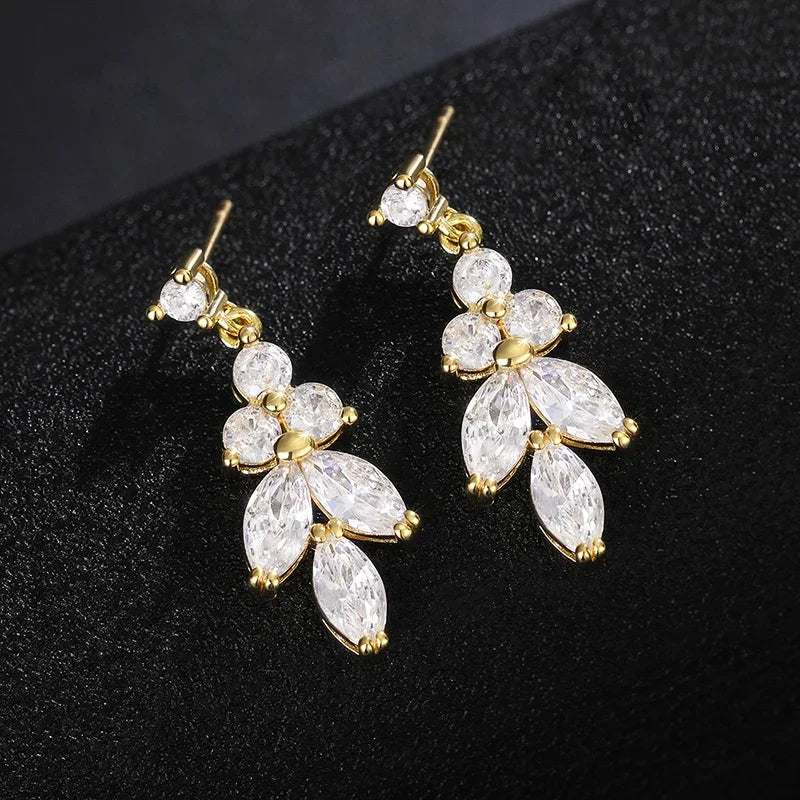 Geometric Cubic Zircon Drop Earrings for Women Dazzling Modern Wedding Band Jewelry Chic Versatile Accessories - EUFASHIONBAGS