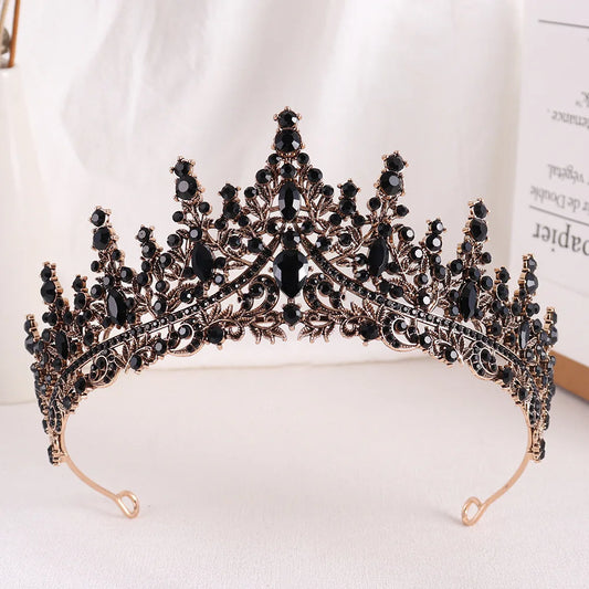 Baroque Luxury Black Crystal Bridal Tiaras Queen Crown For Women Girl Headpiece Wedding Diadem Princess Party Hair Dress Jewelry