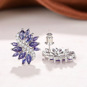 Marquise Purple CZ Stud Earrings Bling Bling Accessories for Women Wedding Elegant Lady Earrings Luxury Jewelry