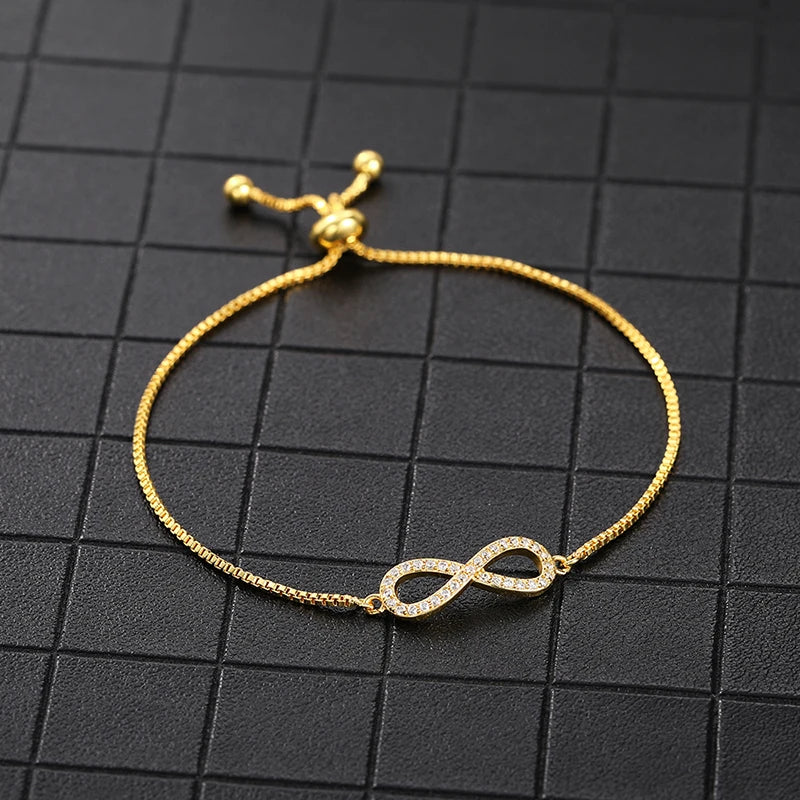 Trendy Simple Box Chain Bracelet Female Engagement Accessories Fashion Women Gold Color Bright Zirconia Hand Jewelry