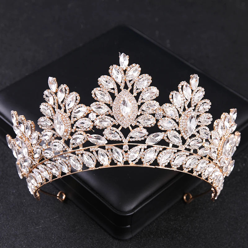 Gold Color Luxury Crystal Wedding Tiaras And Crowns Party Rhinestone Prom Bridal Diadem Crown Tiara For Women Bride Hair Jewelry - EUFASHIONBAGS