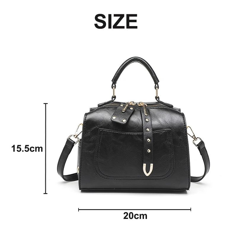 Retro Style Women's Bags New Luxury Boston Crossbody Bag Fashion PU Leather Women Handbags