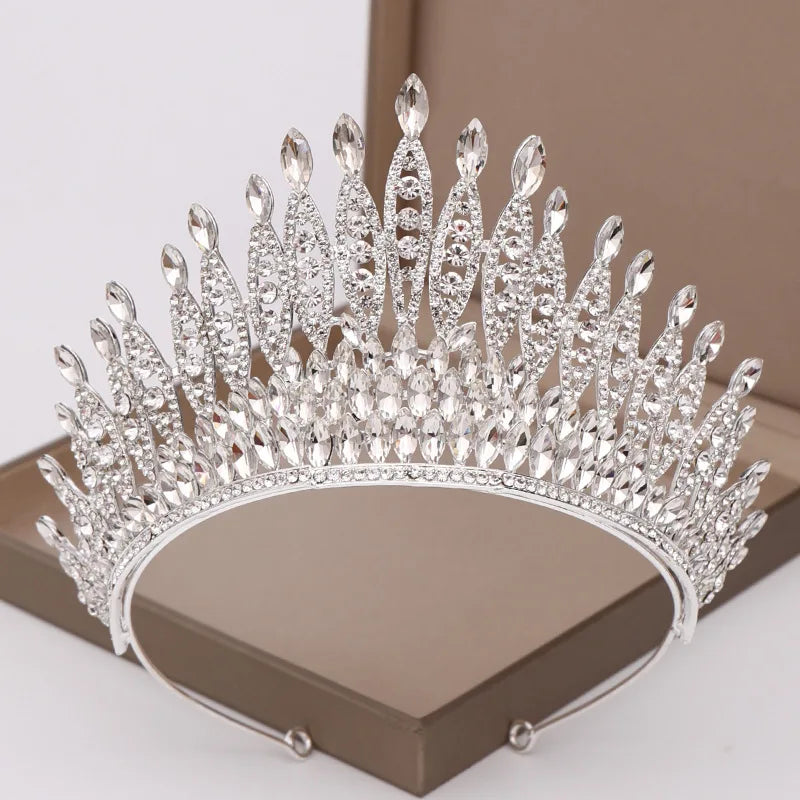 Quality Pageant Pink Bridal Crown Headdress Royal Queen Large Water Drop Crystal Tiaras Diadem Wedding Hair Jewelry Accessories - EUFASHIONBAGS