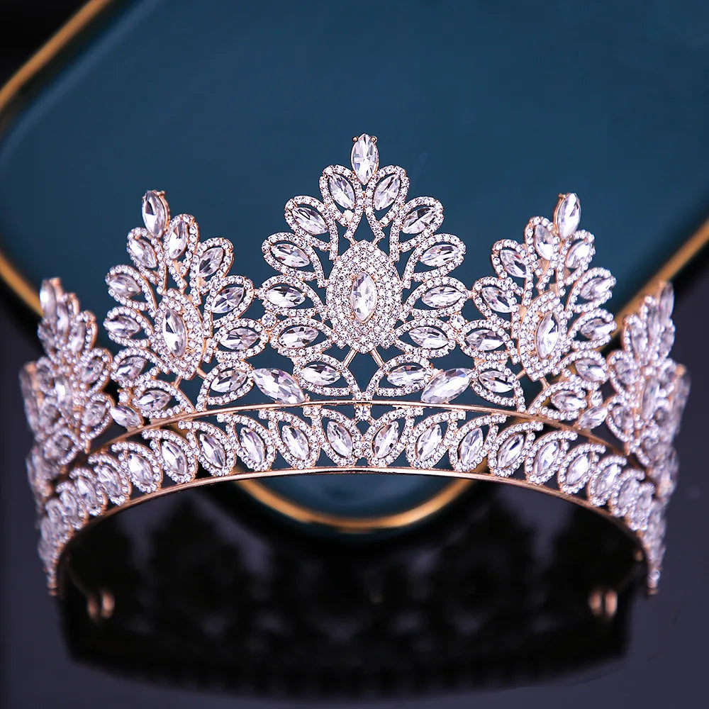 Baroque Luxury Forest Purple Crystal Bridal Tiaras Crown Big Rhinestone Pageant Diadem Wedding Hair Accessories Party Headpieces - EUFASHIONBAGS