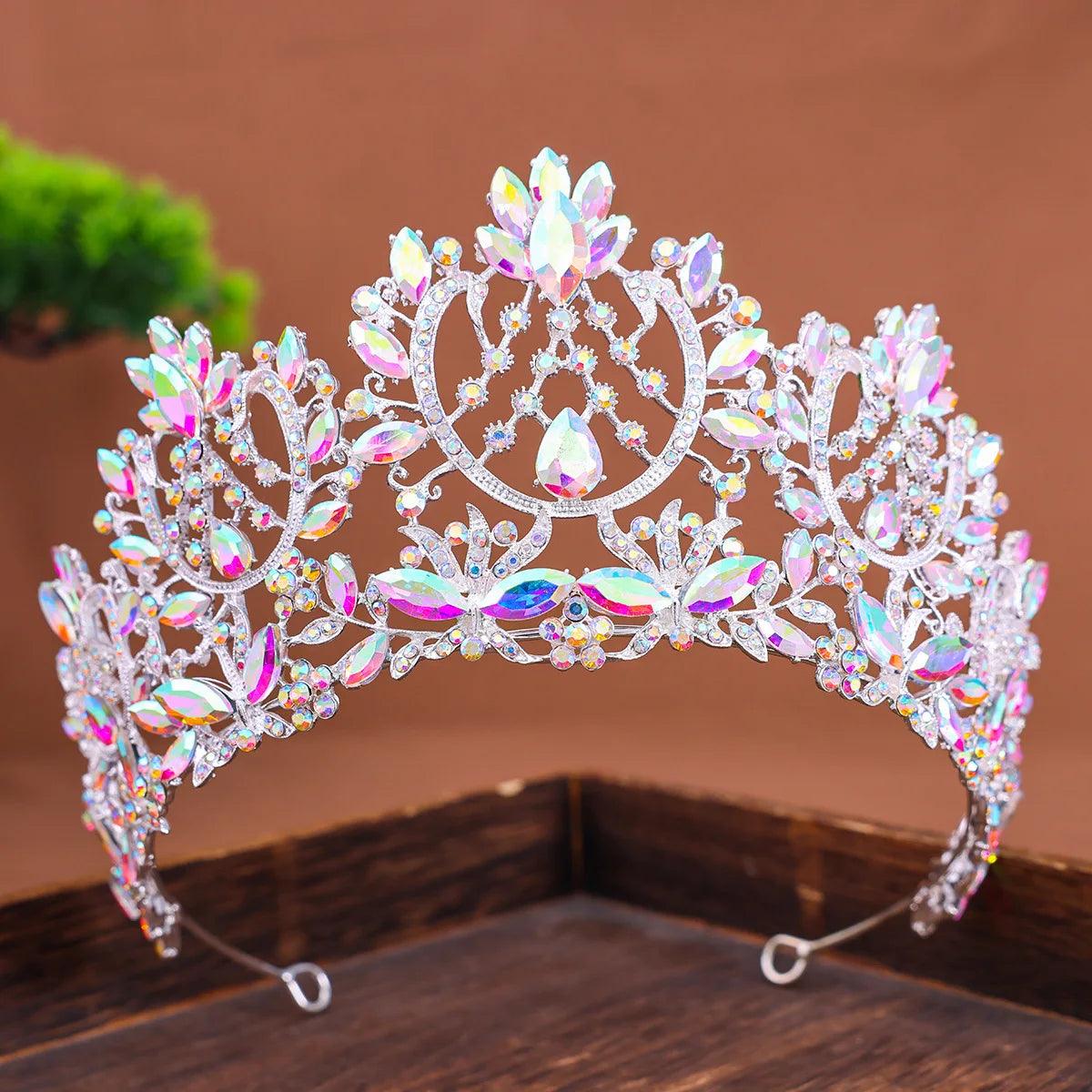 Luxury High Quality Royal Queen Pink Crystal Wedding Crown Women Rhinestone Banquet Tiara Party Costume Hair Jewelry Accessories - EUFASHIONBAGS