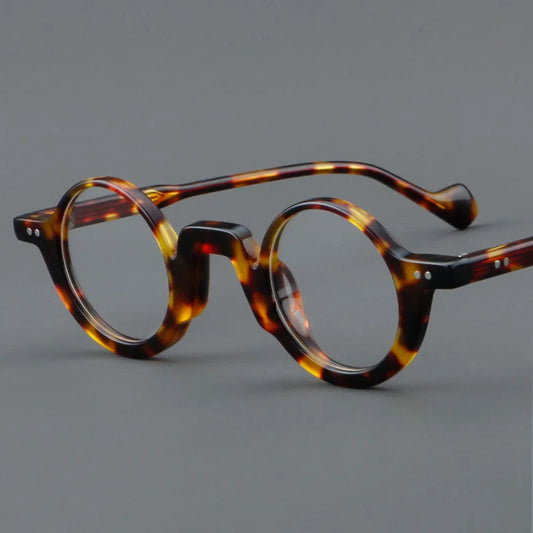 New Retro Round Plate Glasses Frame Fashionable and Personalized Optical Glasses Trend Anti Blue Light Flat Light Glasses - EUFASHIONBAGS