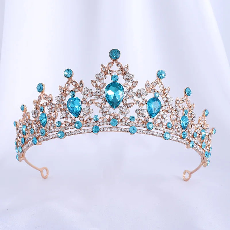 Trendy Crystal Rhinestone Tiaras Crown Wedding Hair Jewelry More Color Bridal Queen Princess Pageant Diadem Women Head Accessory - EUFASHIONBAGS