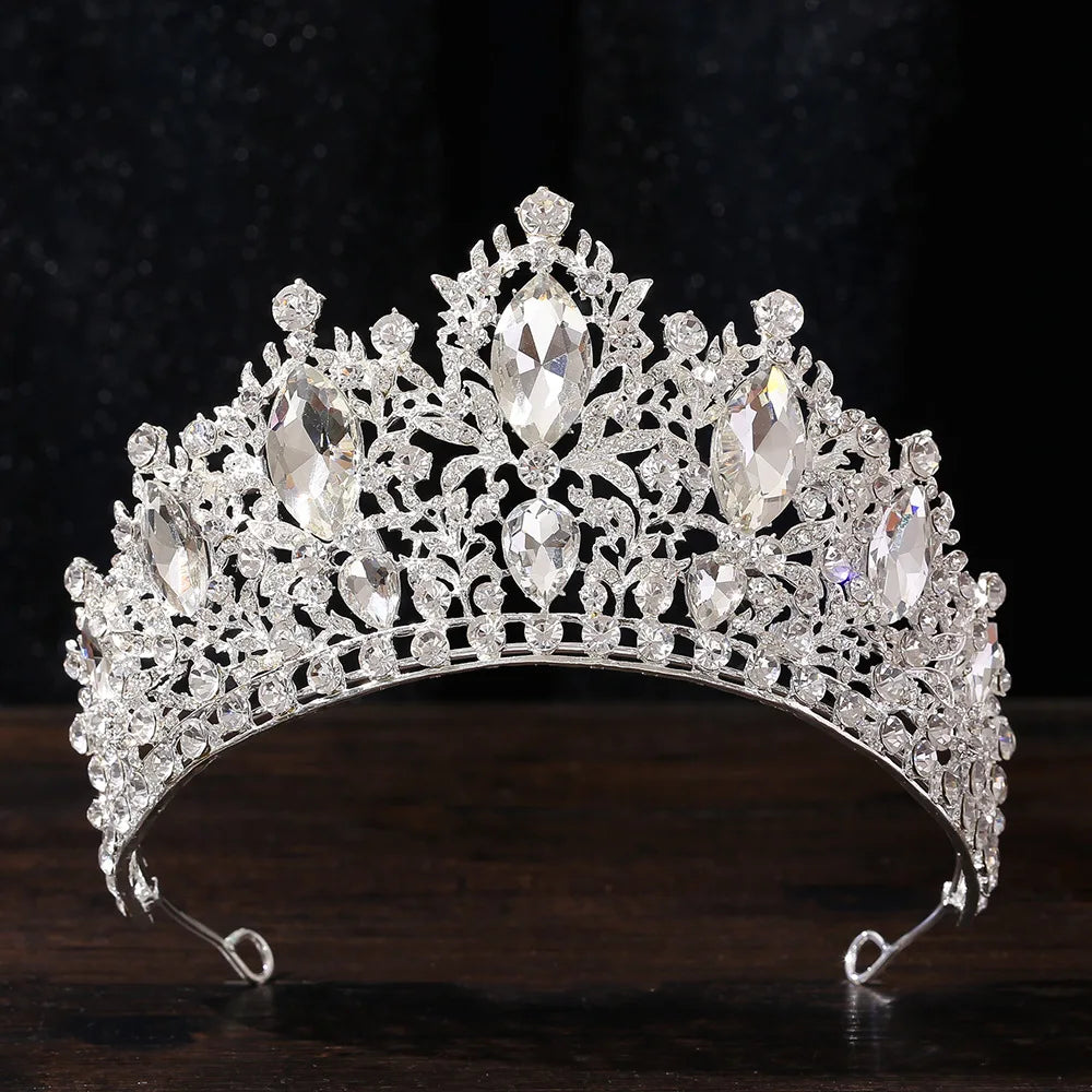 Baroque Luxury Queen Large Crystal AB Tiaras Crowns Bridal Women Girls Wedding Diadem Headband Princess Party Hair Dress Jewelry - EUFASHIONBAGS