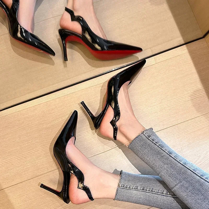 Sexy Pointed Toe Pumps Women Hollow Elegant Thin High Heels Office Shoes Female Brand Classic Designer Slingback Sandals Women