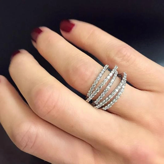 Fashion Cross Cubic Zircon Finger Ring for Women Versatile Design Female Rings Party Daily Wear Modern Trend Jewelry