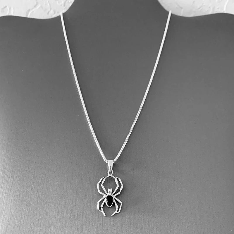 Cute Spider Animal Pendant Necklace for Girls Silver Color Chain Necklace Y2K Style Women Neck Accessories Trendy Jewelry