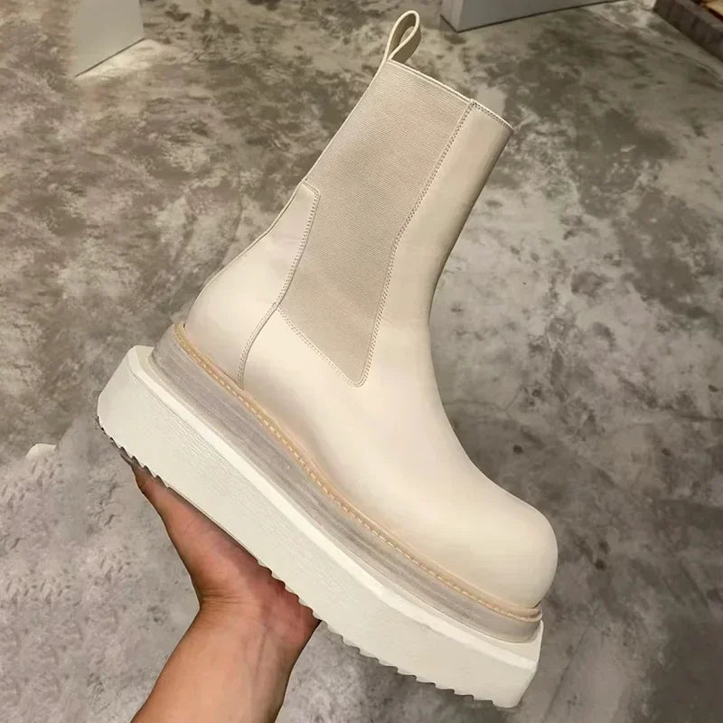 Designer Platform Chelsea Boots Women Square Toe Fashion Ankle Boots Size 35-44 Winter New Men Motorcycle Boots Men Botas Mujer