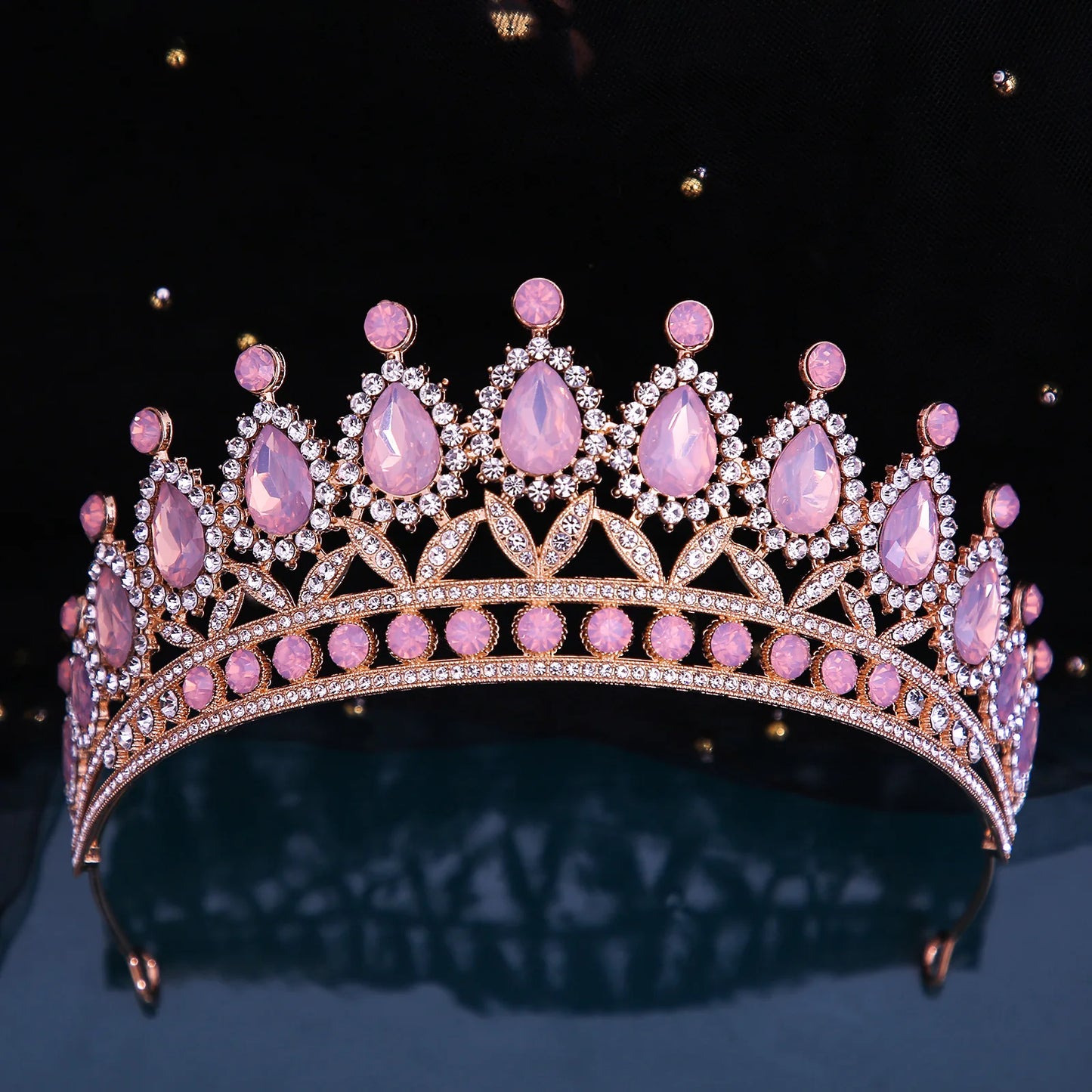 Many Styles Baroque Pink Blue Green White Opal Crystal Bridal Tiaras Crown Gold Color Rhinestone Pageant Diadem Hair Accessories - EUFASHIONBAGS