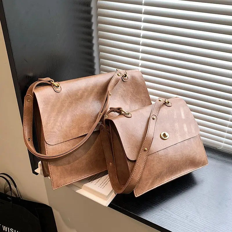 Vintage Coffee Shoulder Bag Women Preppy Style Leather Casual Crossbody Bags Female Retro Jk Briefcase Tote Bag Aethetic - EUFASHIONBAGS