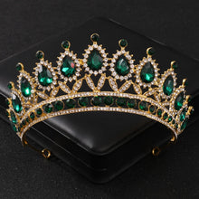 Cargar imagen en el visor de la galería, Baroque Green Crystal Tiaras And Crowns Rhinestone Prom Bridal Wedding Hair Accessories Jewelry Crown Tiara For Women Bride Gift