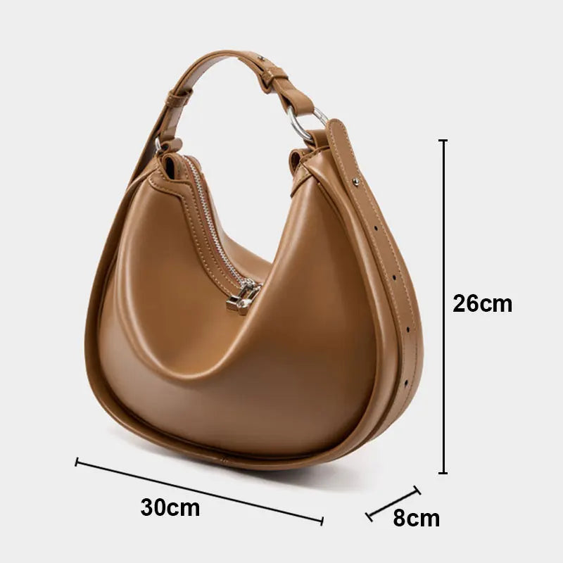 Luxury Design Women Bag New Multifunctional Genuine Leather Women's Shoulder Bag High Quality Cowhide Half Moon Handbags